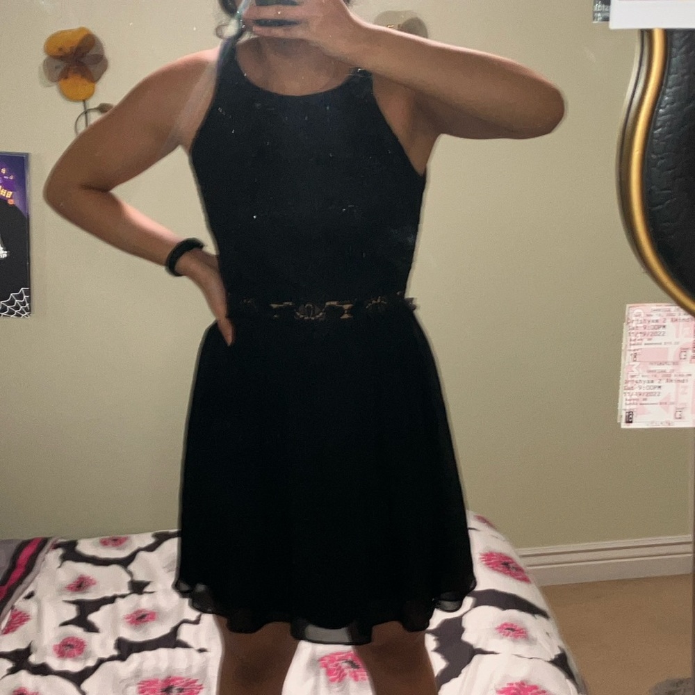 BCX Black Sparkly Cutout Dress